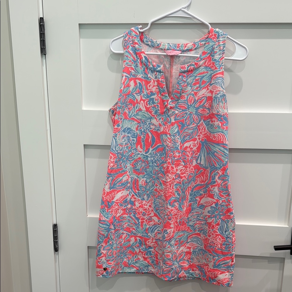 Lilly Pulitzer Coral and Aqua Patterned Dress
